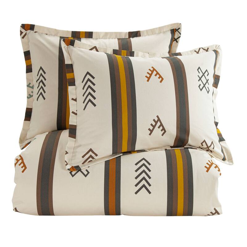 HiEnd Accents Toluca Canvas Western Bedding Geometric Stripes 3 Piece Comforter Set