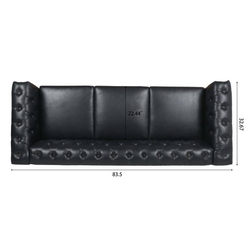 Traditional Sofa Couch 82.5" Width Square Arm Removable Cushion 3 Seater Sofa