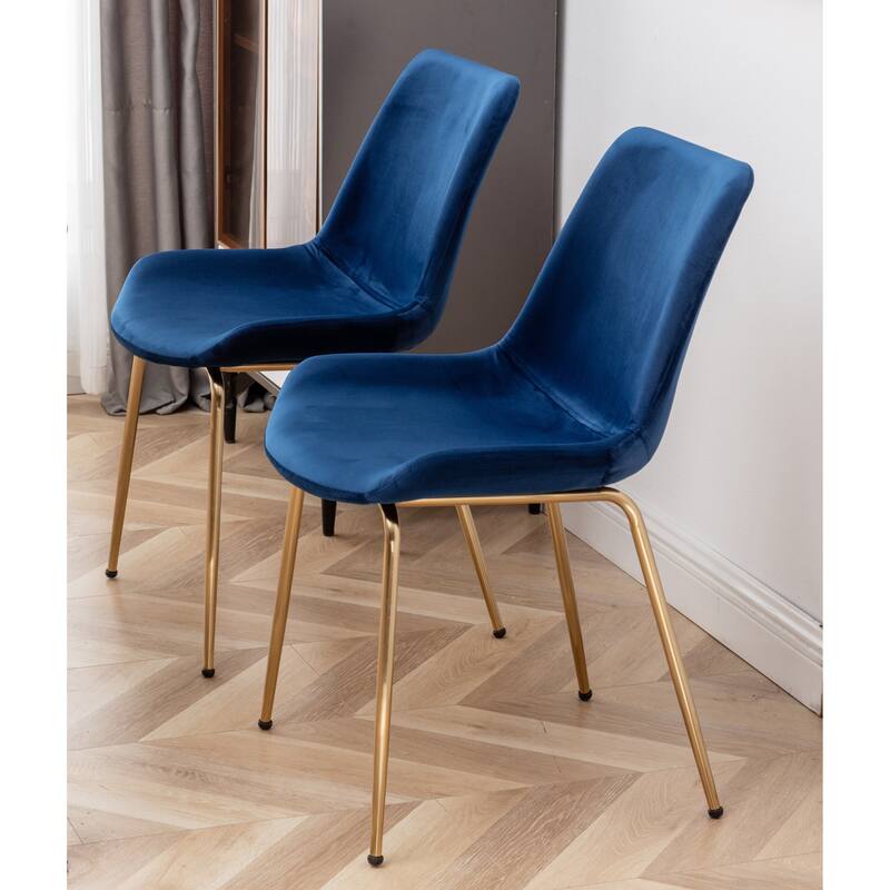 Velvet Upholstered Dining Chairs with Metal Legs, Trestle Round Dining Table, Elegant Dining Table and Chair Set