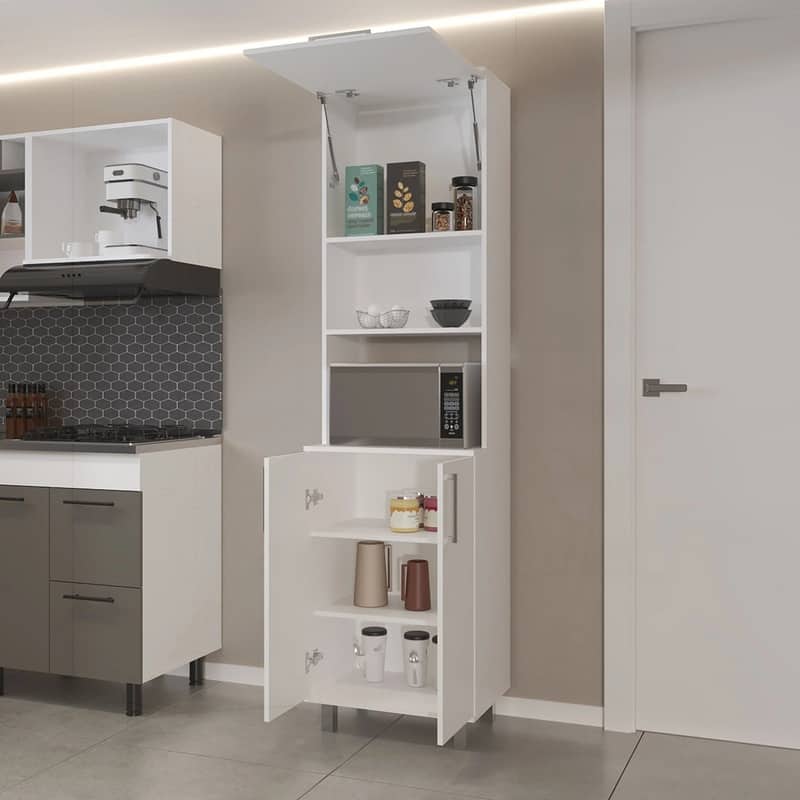 Modern White Kitchen Pantry with Versatile Storage