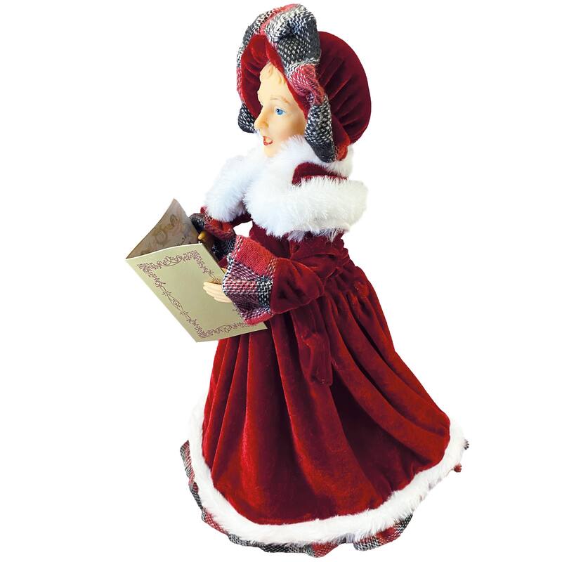15-18" Red and Gray Plaid Carolers, Set of 4