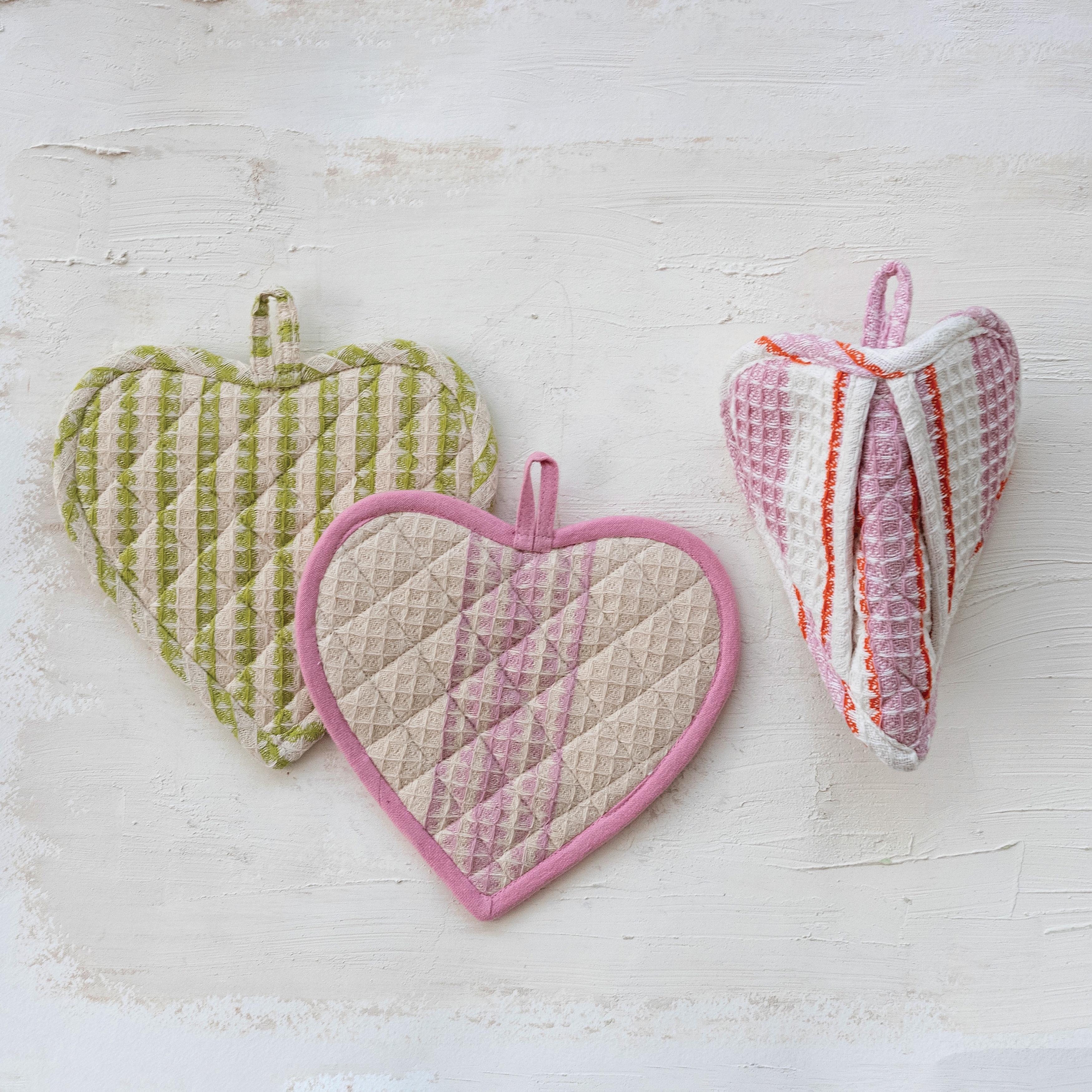 Cotton Quilted Pot Holder with Stripes - 8.0"L x 8.0"W x 0.25"H