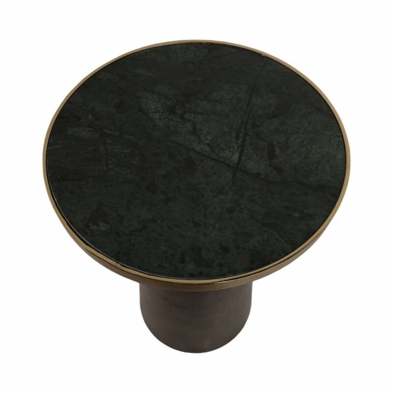 Metal Geometric Base End Table Marble Top - Green, 20 in. - 15" x 15" x 20"