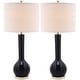 preview thumbnail 8 of 8, SAFAVIEH Lighting 31-inch Mae Long Neck Ceramic Navy Table Lamp (Set of 2) - 14"x14"x30.5"