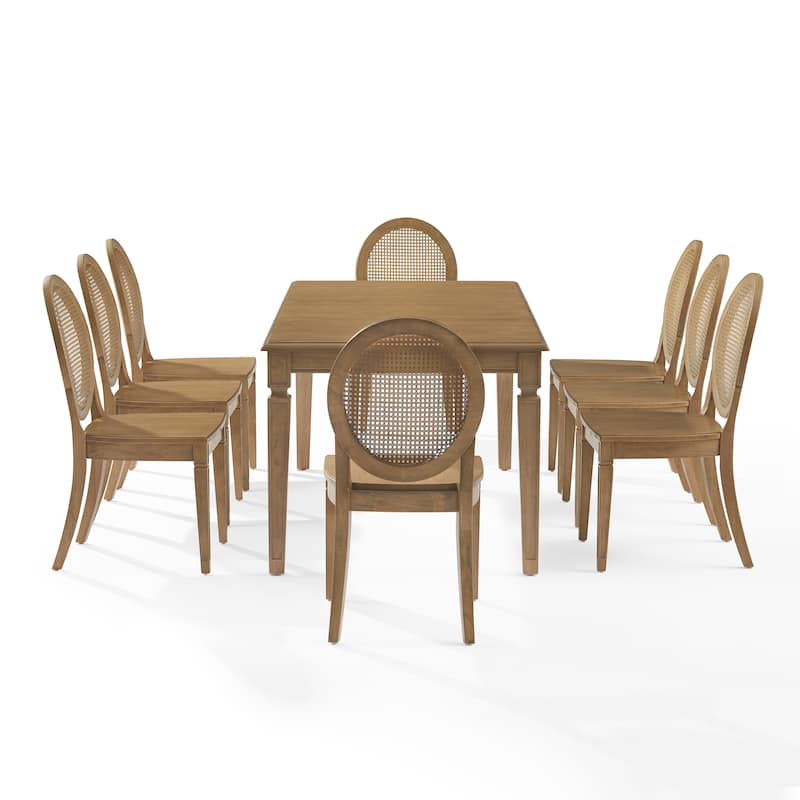 Crosley Katia 9-Piece Dining Table Set For 8 With Cane-Back Chairs