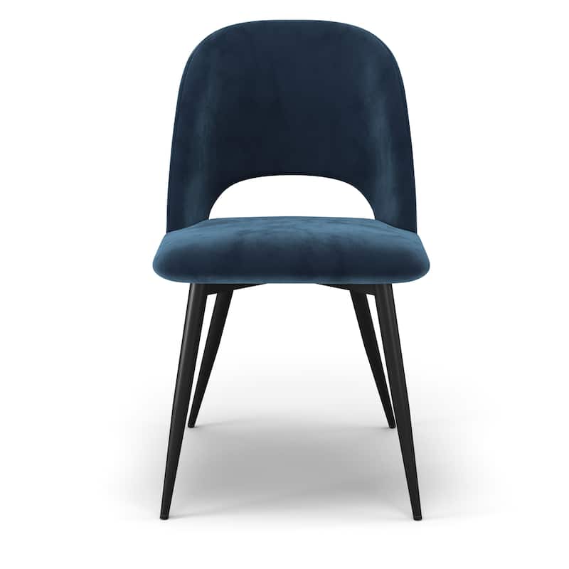 Victor Velvet Side Chair Black Legs (Set of 2) - Sapphire Blue
