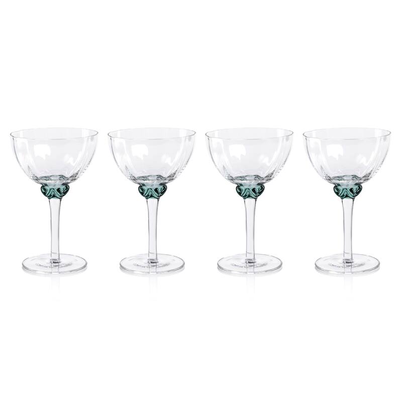 Cambrai Martini / Cocktail Optic Glasses, Set of 4 - Sea Green