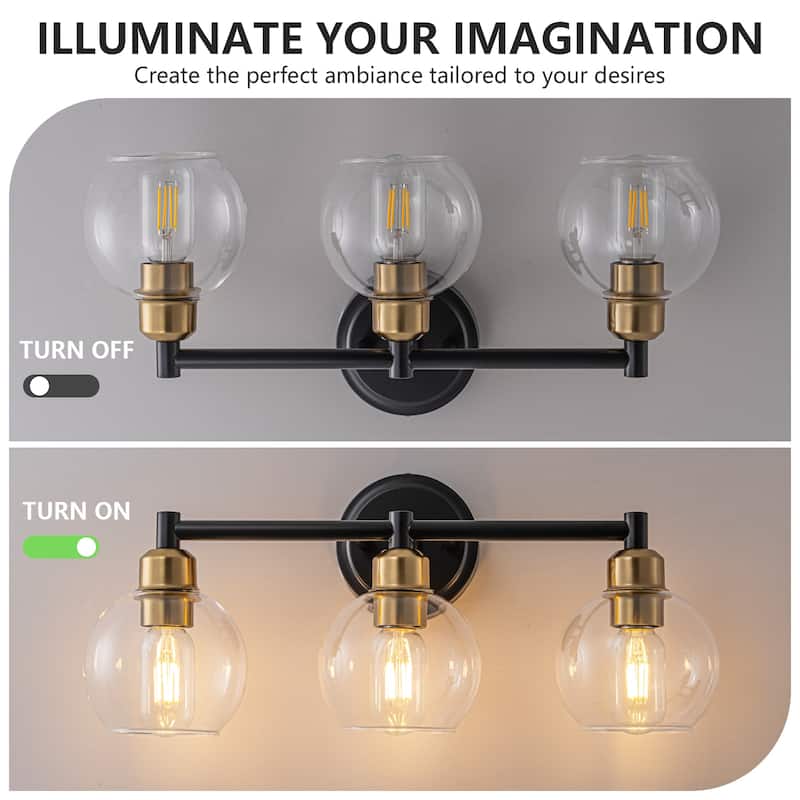 Starsky 3-Lights Modern Dimmable Bathroom Vanity Light with Globe Glass Shade