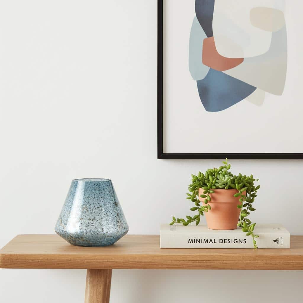 7" Blue Seeded Glass Round Table Vase - 7.80