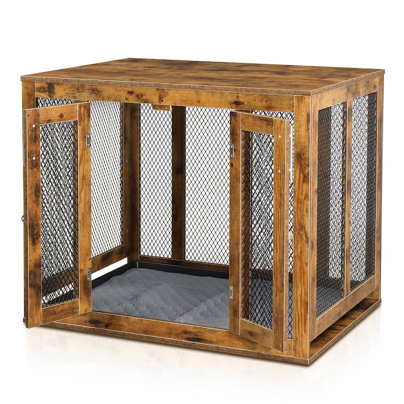 Furniture Dog Crate With Tray For Large Dogs, Indoor Aesthetic Puppy Kennel Pet House Dog Cage With Door - Large