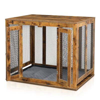 Furniture Dog Crate With Tray For Large Dogs, Indoor Aesthetic Puppy Kennel Pet House Dog Cage With Door