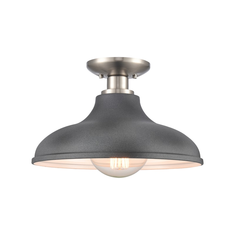 Elk Home Grenville Brushed Gold With White Shade 1 Light Semi Flush - Brushed Nickel