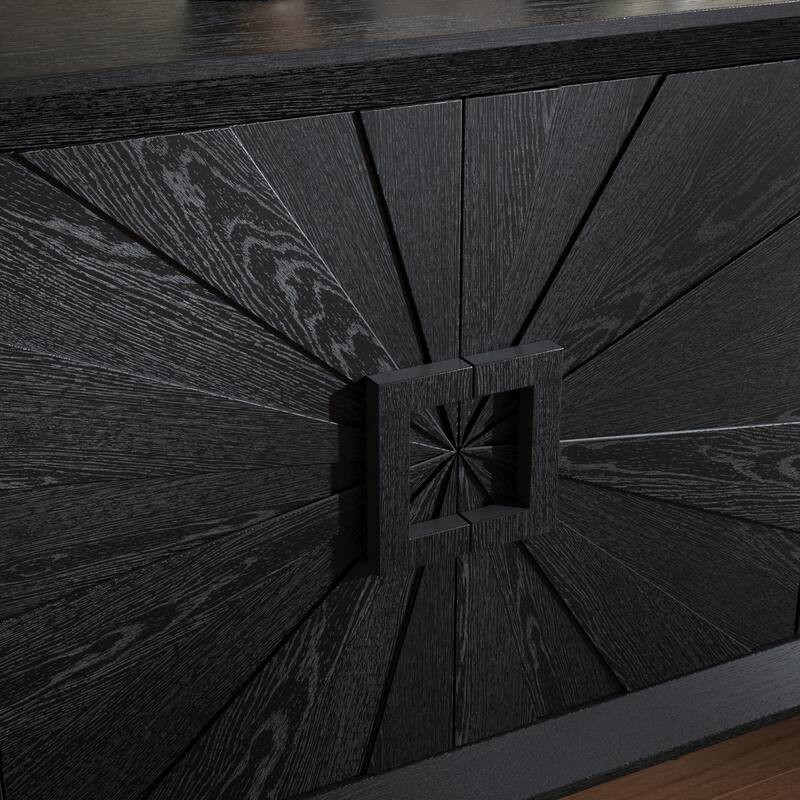 Roomfitters 60" Premium Farmhouse Credenza, Symmetrical Sunburst Door Design TV Stand with Adjustable Shelves