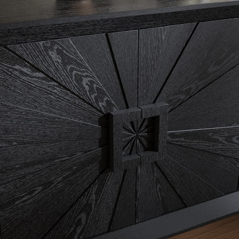 Storage Cabinet Sideboard with Sunburst Doors, Wood Buffet Accent Cabinet, TV Stand with Adjustable Shelves