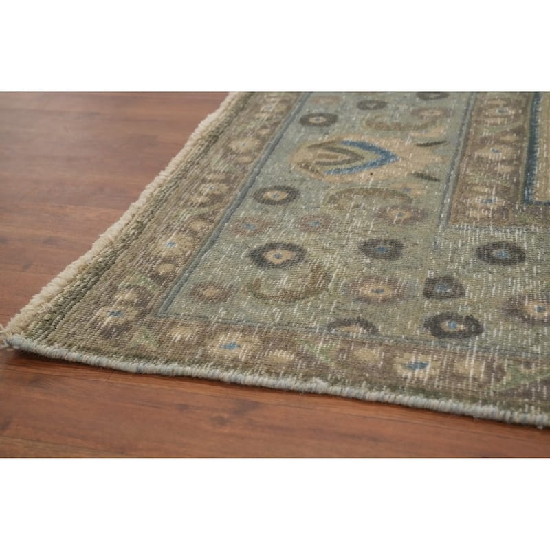 Hand Knotted Oriental 100% Wool Carpet Traditional Floral Greys & Charcoal Tabriz Area Rug - 11' 9'' X 9' 6''