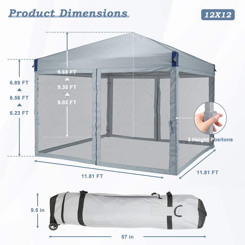 Aoodor 10 x 10 FT Pop Up Canopy Tent Portable Instant Shade Canopy with Netting for Camping, Party and Other Outdoor Events
