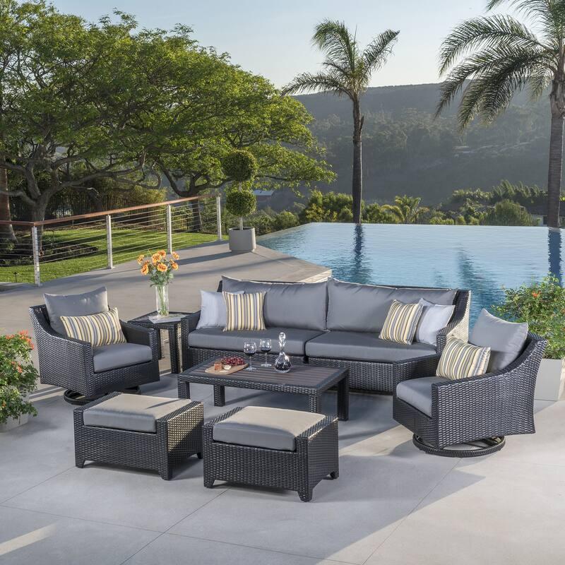Deco 8 Piece Sunbrella Outdoor Patio Sofa & Motion Club Chair Set