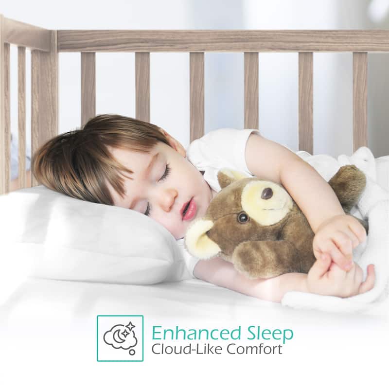 Nestl 100% Organic Cotton Cover Toddler Pillow - Soft Cool Travel Kids Pillow - 13 x 18 Inches - White