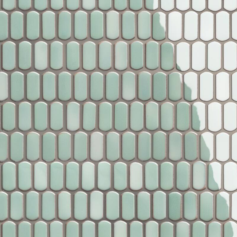 Merola Tile Hudson Capsule Mint Green 12-1/4" x 13-1/8" Porcelain Mosaic Floor and Wall Tile