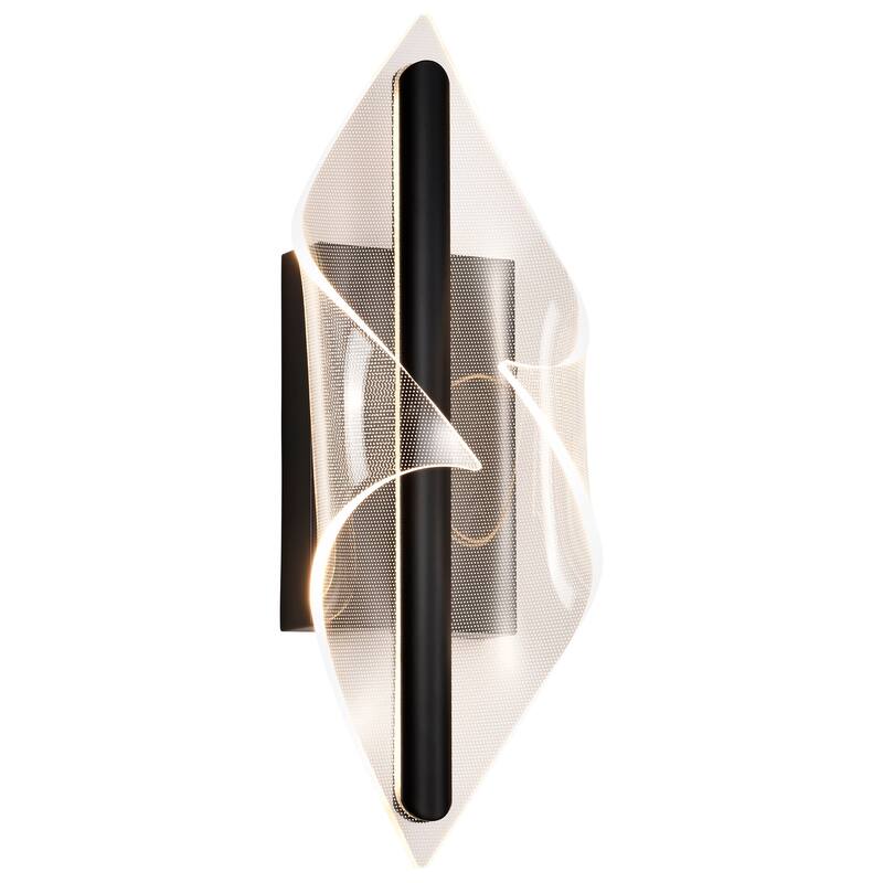 Geneva 18 Inch LED Small Wall Sconce Matte Black Silk Screened Acrylic Lens