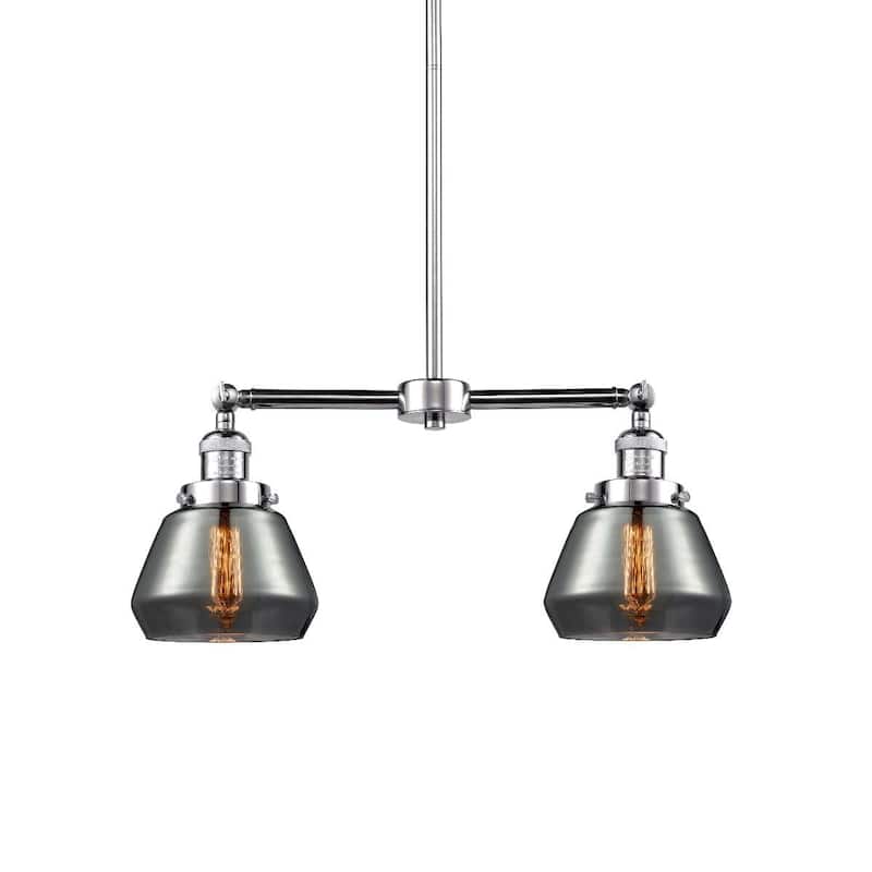 Innovations Lighting Fulton 2 Light 21" Wide Linear Chandelier - Polished Chrome / Plated Smoked