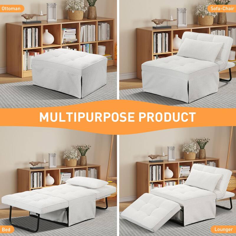 Ainfox Adjustable Sofa Chair Sleeper Sofa Bed Ottoman Couch with Metal Frame