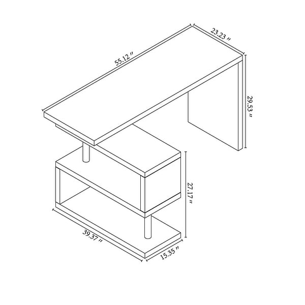 Contemporary Convertible L-shaped Corner Computer Office Desk 29.53'' H x 23.23'' W x 78.74'' D - White