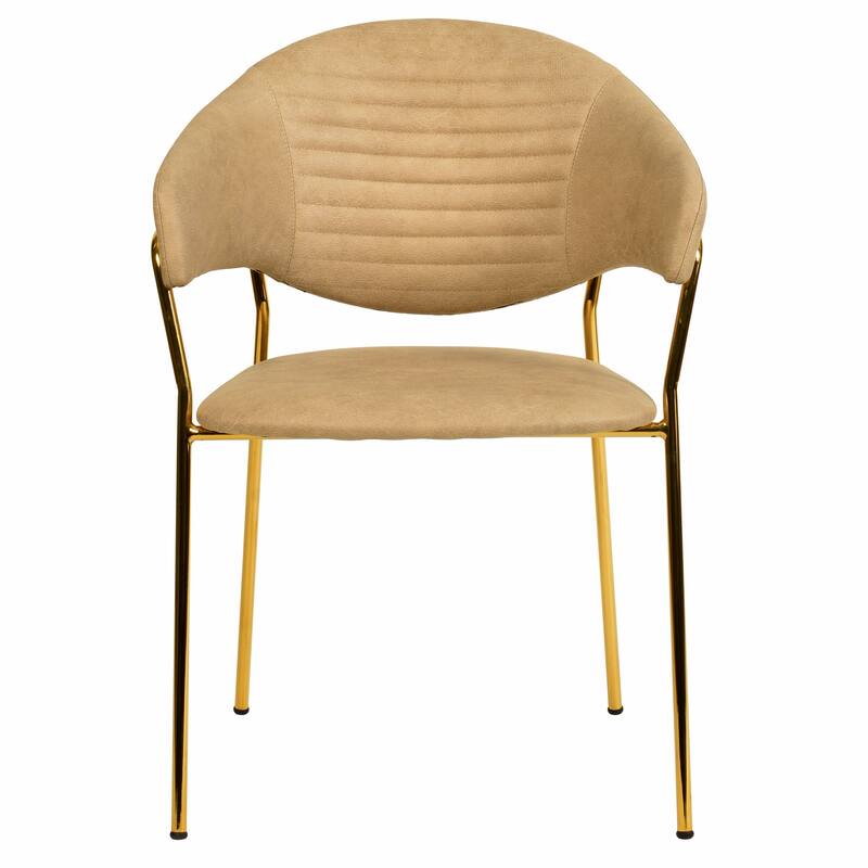 LeisureMod Bella Modern Mid-Century Leather/Velvet Dining Chair in Gold Stainless Steel Armchair for Home & Kitchen Banquet