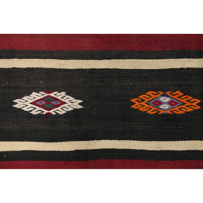 Hand Woven Oriental 100% Wool Carpet Southwestern Tribal Red Kilim Area Rug - 9' 9'' X 5' 7''