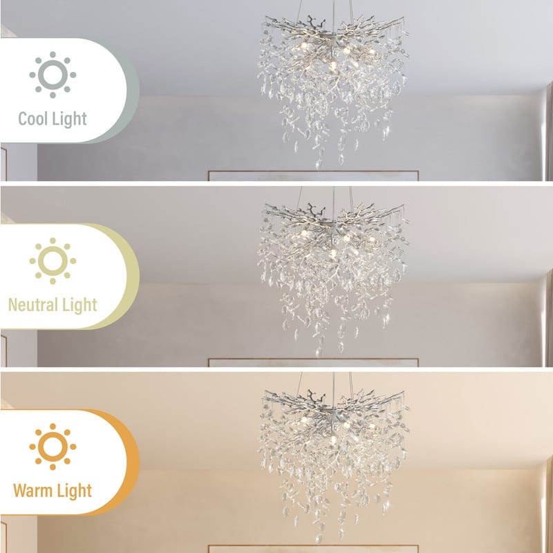 Modern Round Branch Crystal Chandelier, 600-1200mm Diameter, Marquise Cut Crystal Pendant Light