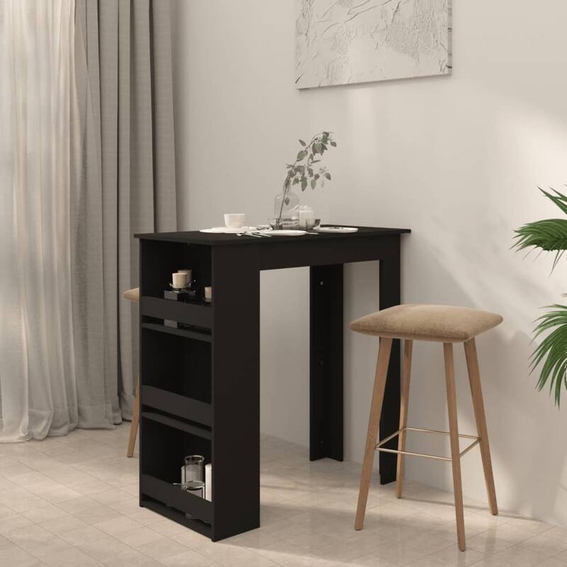 vidaXL Bar Table Kitchen Pub Bistro Table with Storage Rack Engineered Wood - 40.2" x 19.7" x 40.7"