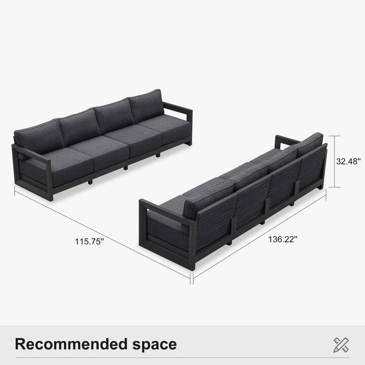 PURPLE LEAF Caesar Open-End Grey Outdoor Couch with 9.6" Thick for Yard Porch Deck Patio Conversation Sets