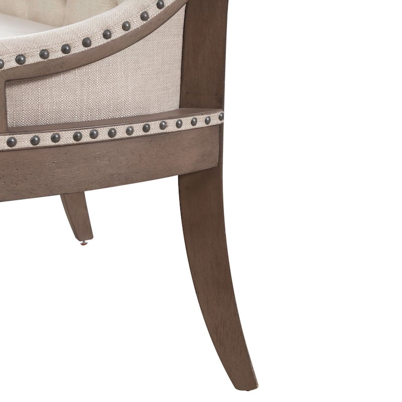 Americana Farmhouse Dusty Taupe Upholstered Shelter Dining Bench