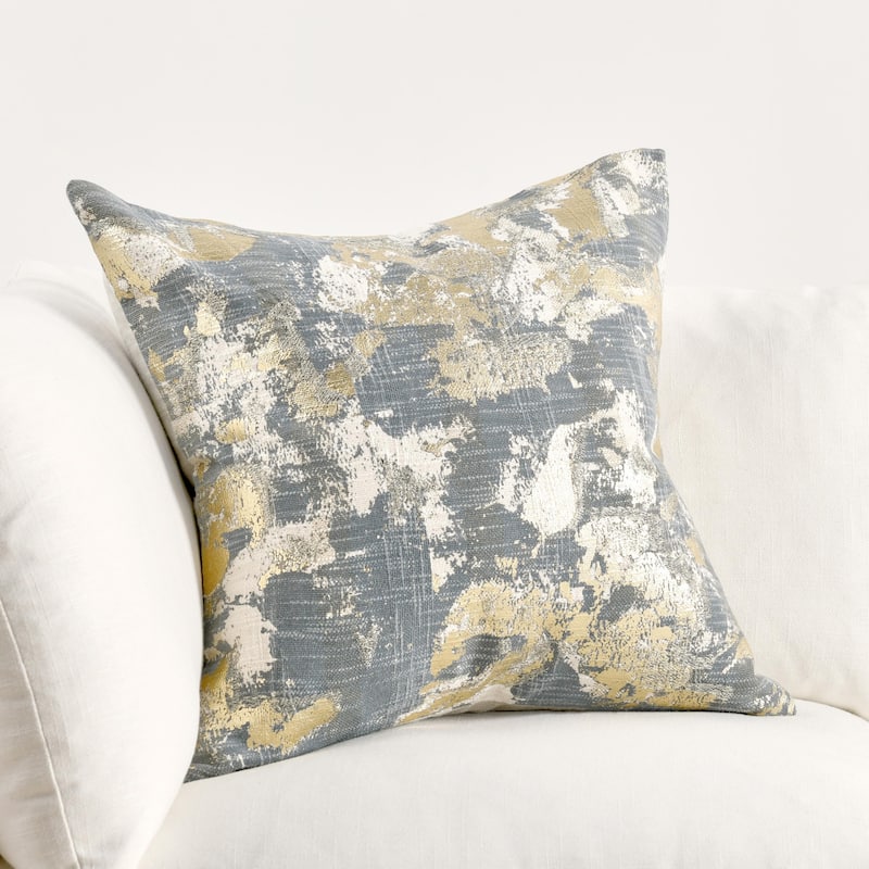 Kosas Home Lucia Embroidered 22-inch Throw Pillow - Accent - 22x22 - Feather - Blue/Tan - Single