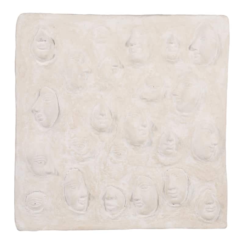 Canvas Wall Art Textured 3D Relief Face Design - 24" White