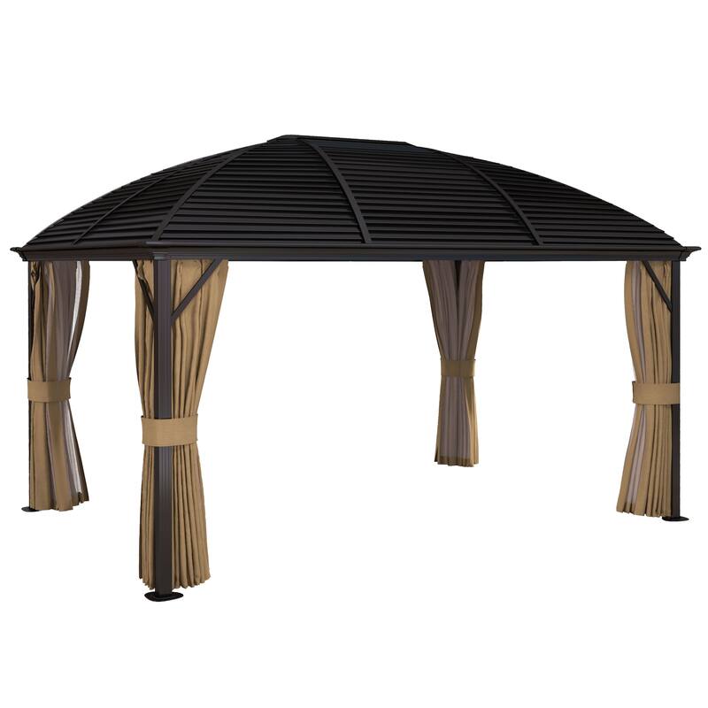 Outsunny 10' x 14' Hardtop Gazebo Canopy with Galvanized Steel Roof, Aluminum Outdoor Pavilion Gazebo