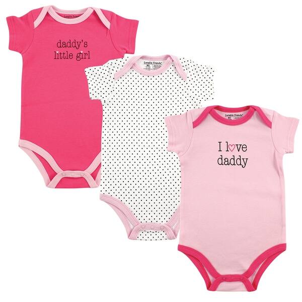 slide 1 of 1, Luvable Friends Baby Girl Cotton Bodysuits 3pk, Girl Daddy 0-3 Months - Girl Daddy
