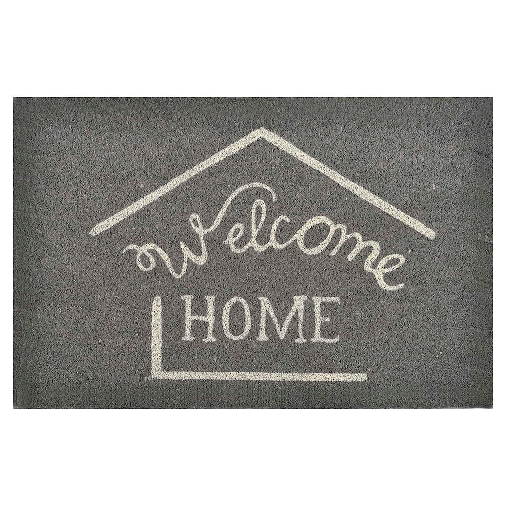 Front Door Mat Welcome Home Coir Coco Fibers Rug 24x16 Inch Grey
