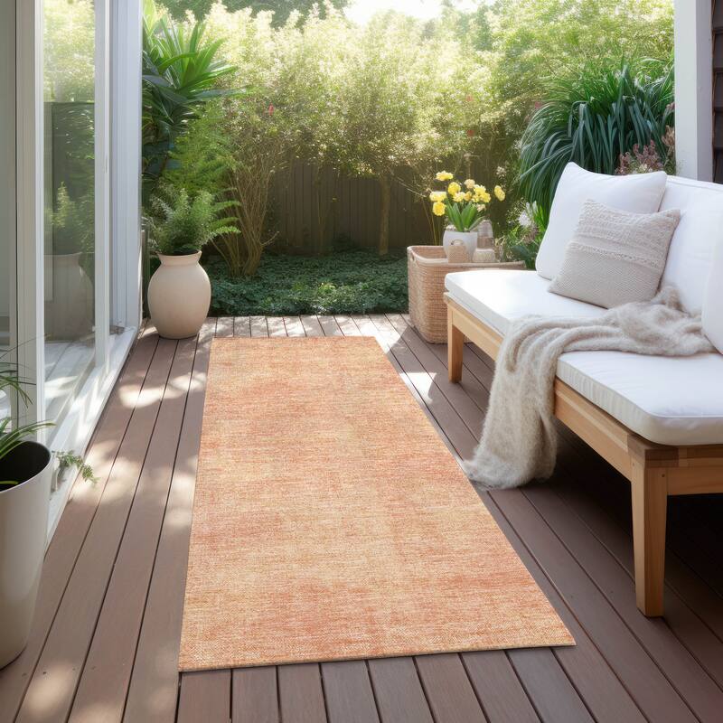Machine Washable Indoor/ Outdoor Simple Solid Chantille Rug - Peach - 2'3" x 7'6"