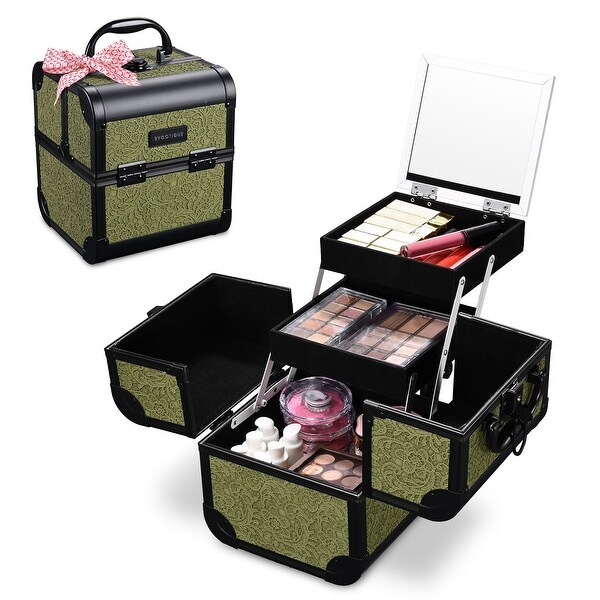 Byootique Makeup Train Case Cosmetic Organizer w/ Mirror Artist