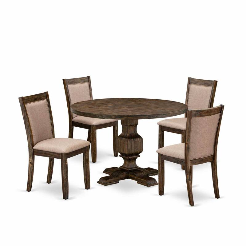 HomeStock 3-Piece Distressed Jacobean Finish Solid Wood Top Dining Table with 2 Chairs
