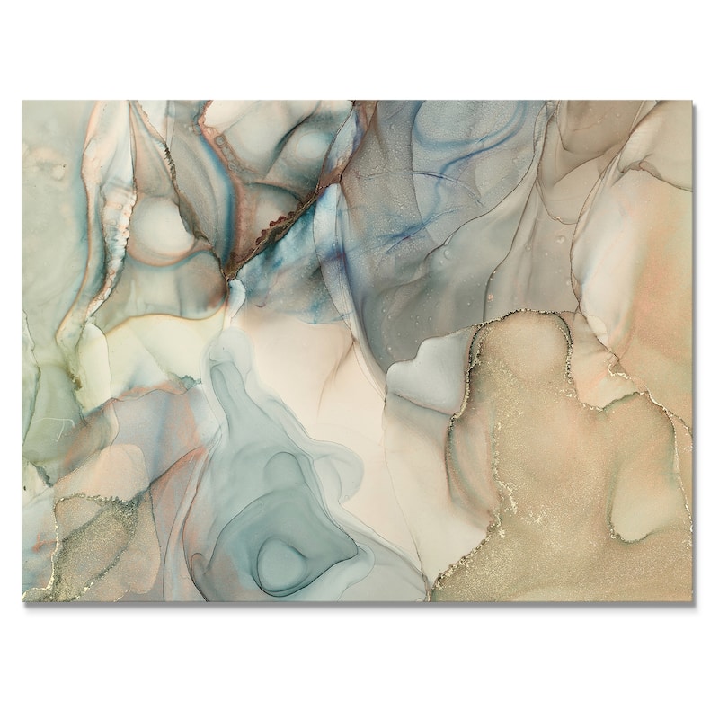 Designart "Grey Tender Liquid Art I" Modern Canvas Wall Art Print