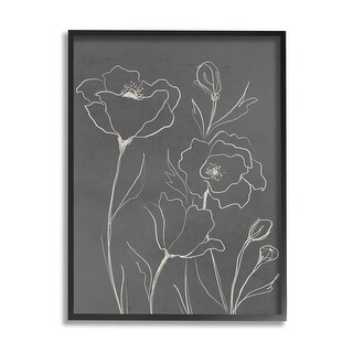 Stupell Blossoming Flower Petals Botanical Line Doodle Drawing Framed ...