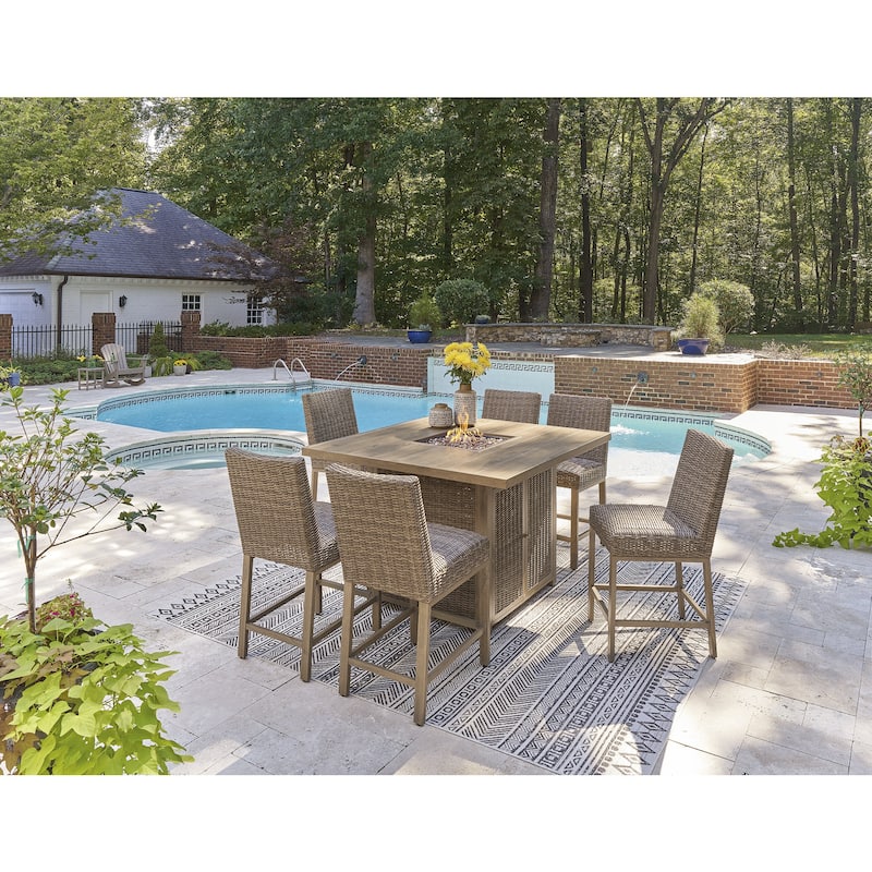 Signature Design by Ashley Walton Bridge Brown 7-Piece Outdoor Package - 55.75" W x 55.75" D x 39.13" H