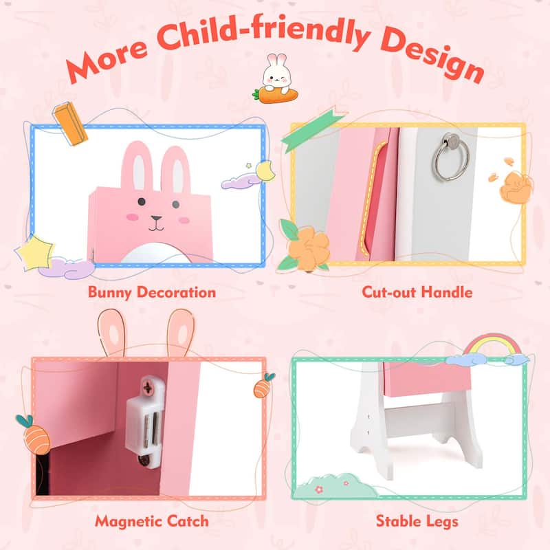 Costway Kids Jewelry Cabinet Standing Children Jewelry Organizer with - See Details