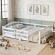 preview thumbnail 1 of 74, Montessori Solid Pine Floor Bed with Full-Length Safety Fence & Slatted Base by Harper&Bright Designs White - Full