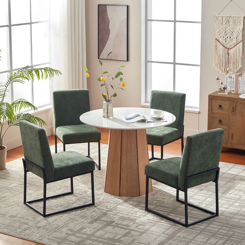 Mid Century Modern Dining Chair with Black Metal Legs