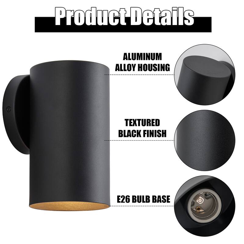 1-Light Cylinder Outdoor Wall Sconce