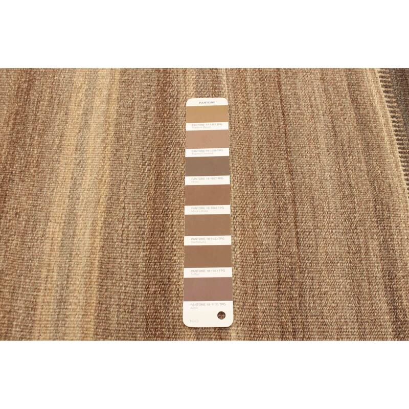 ECARPETGALLERY Flat-Weave Boho Brown Wool Kilim - 6'11 x 9'1