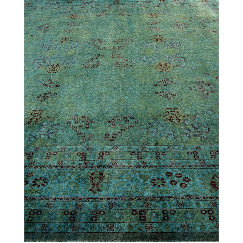 Overton Handknotted Wool Vintage Inspired Contemporary Overdyed Gray Area Rug - 17' 9" x 9' 1"
